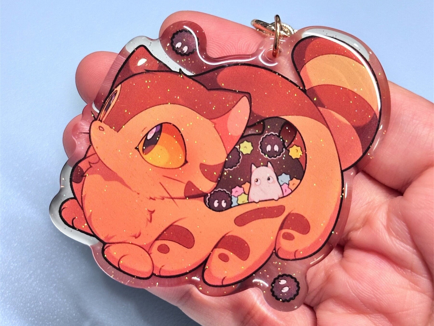 Catbus 2.5” Acrylic Keychains | Double Sided Glitter Epoxy