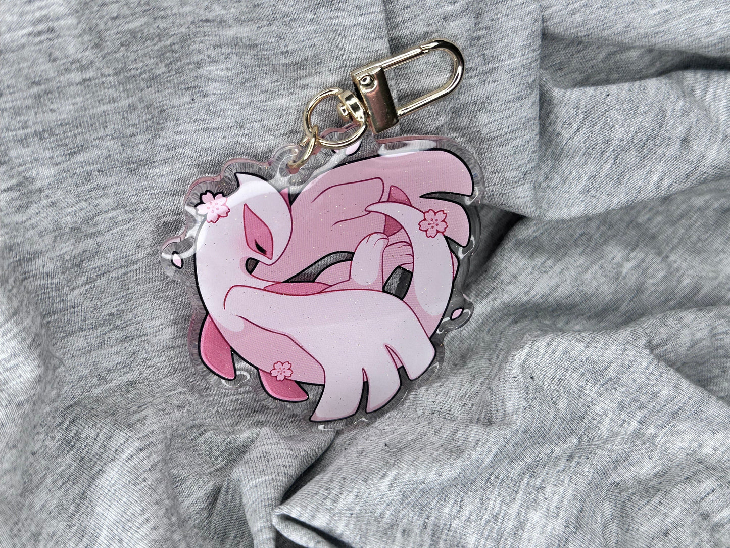 Shiny Sakura Lugia 2” Acrylic Keychains | Double Sided Glitter Epoxy