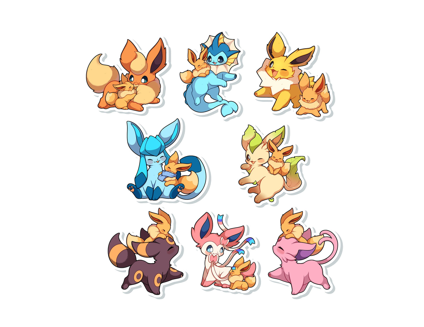 Cute Eeveelution with Baby Eevee Sticker