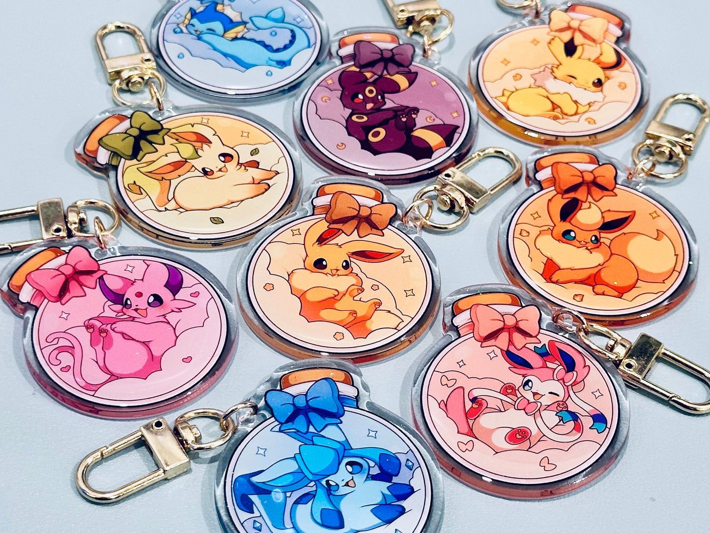 Cloudy Potion Eeveelution 2" Acrylic Keychains | Double Sided Glitter Epoxy