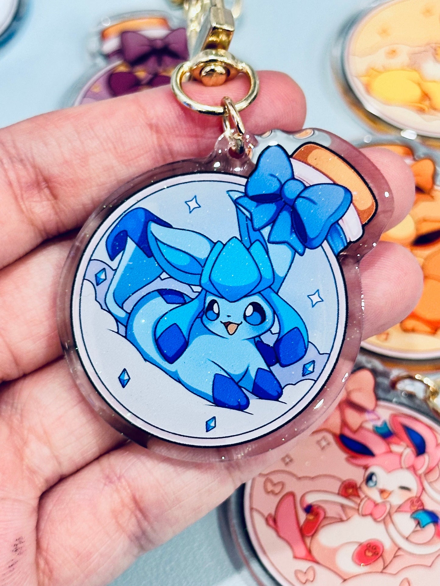 Cloudy Potion Eeveelution 2" Acrylic Keychains | Double Sided Glitter Epoxy
