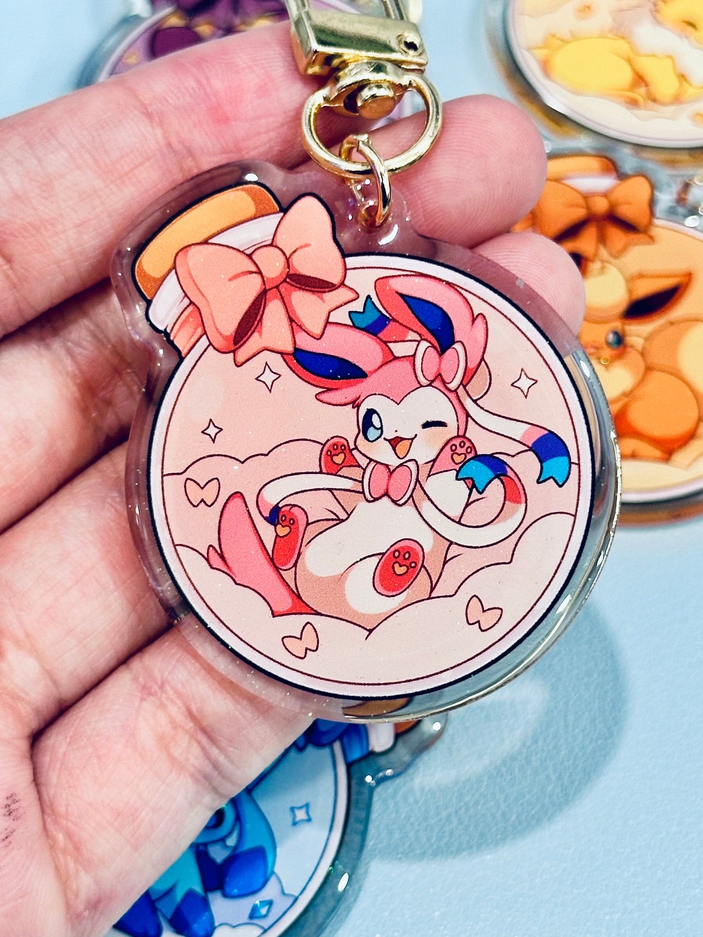 Cloudy Potion Eeveelution 2" Acrylic Keychains | Double Sided Glitter Epoxy