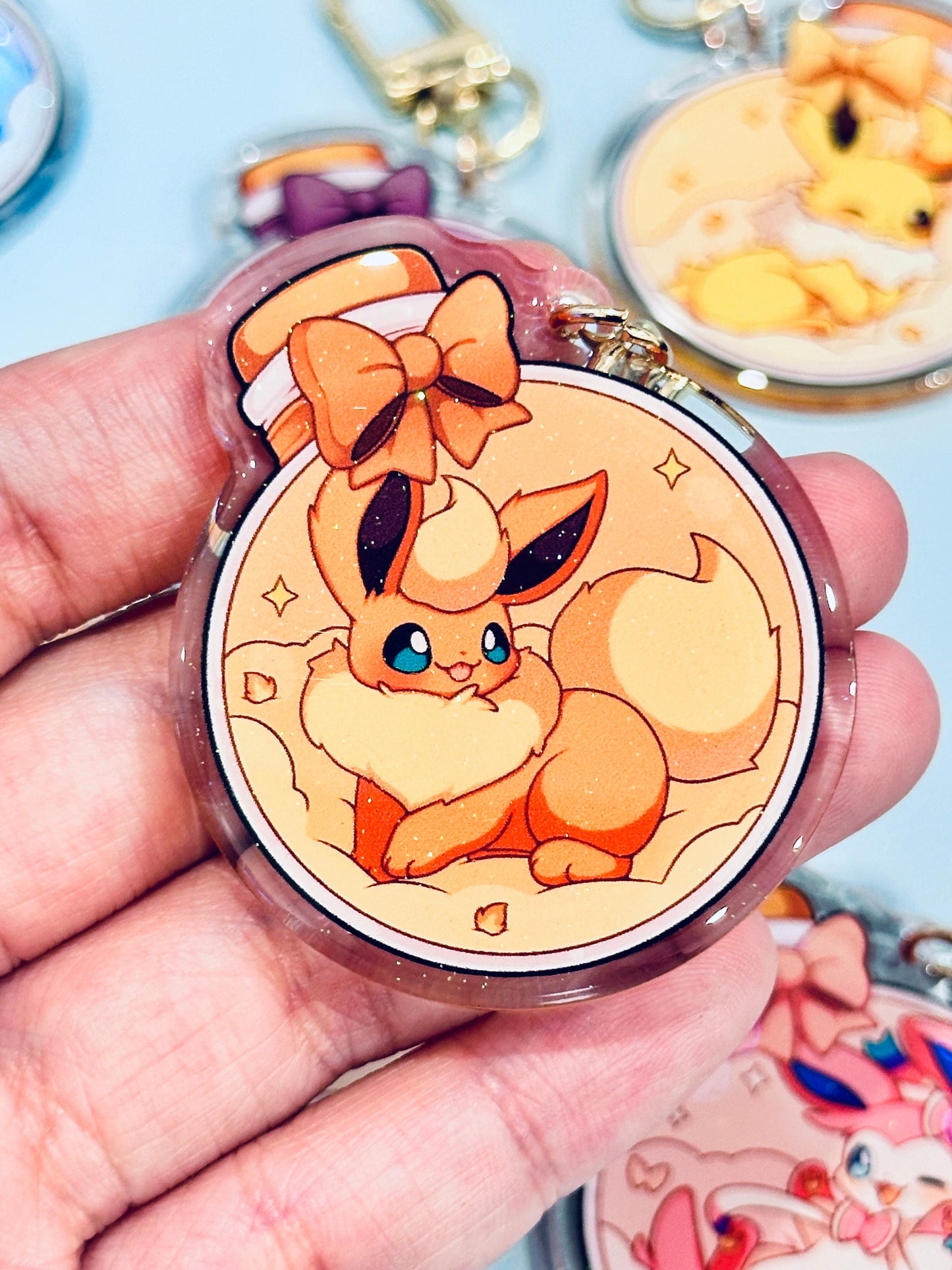 Cloudy Potion Eeveelution 2" Acrylic Keychains | Double Sided Glitter Epoxy