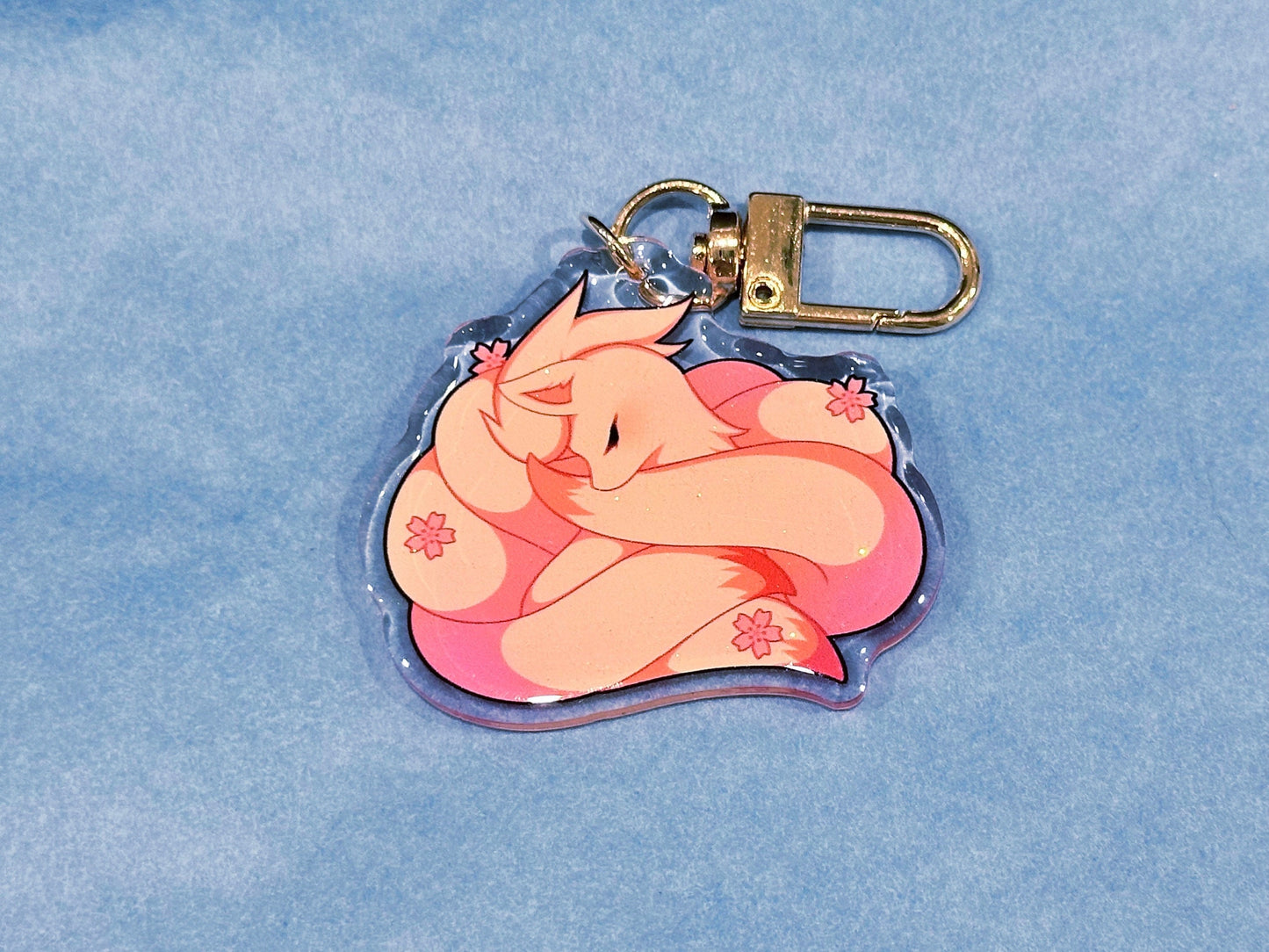 Ninetails 2” Acrylic Keychains | Double Sided Glitter Epoxy | Fire type Pokemon keychain