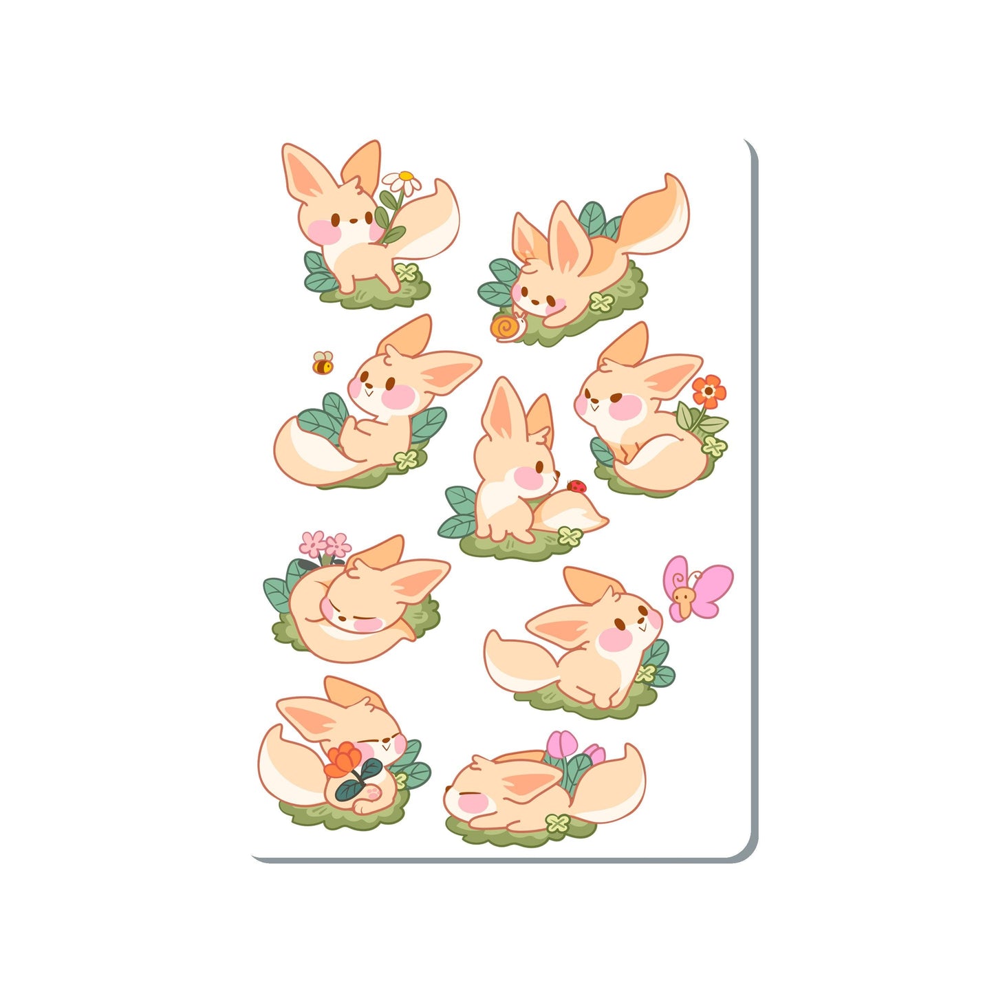 Fennec Fox Vinyl Sticker Sheet Great for Planners, Journaling, Scrapbooking, Bullet Journals, Laptop, Water Bottle | SS083