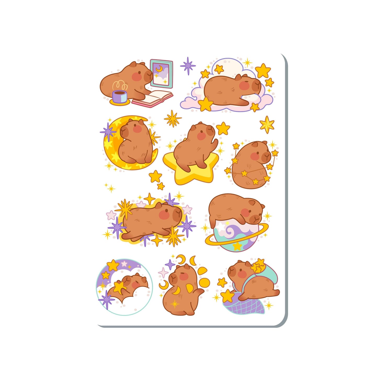 Celestial Capybara Vinyl Sticker Sheet Great for Planners, Journaling, Scrapbooking, Bullet Journals, Laptop, Water Bottle | SS057