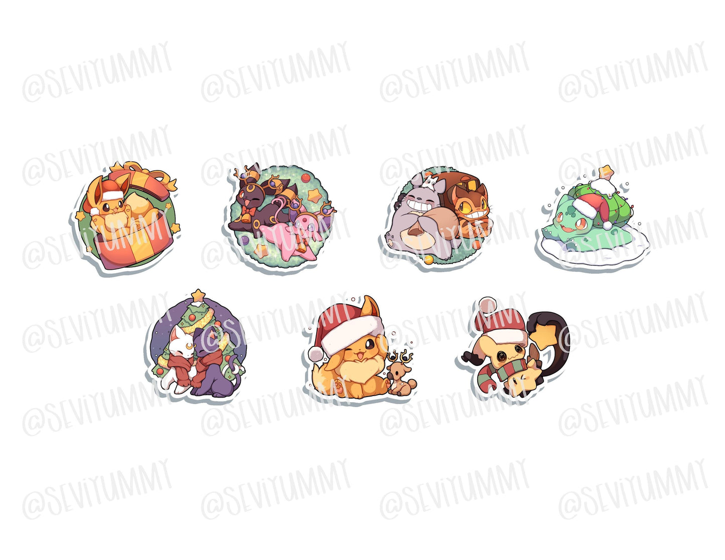 Holiday Themed Anime Video Game Weatherproof Die Cut Stickers