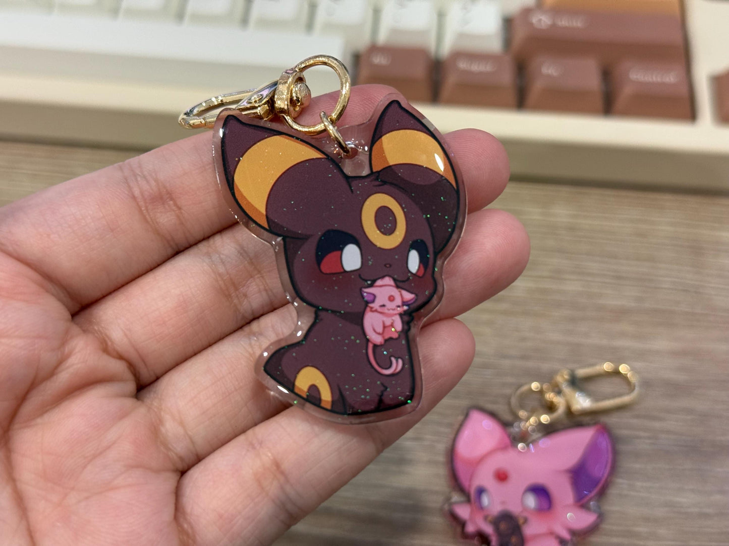 Umbreon Espeon 2" Acrylic Keychain | Double Sided Glitter Epoxy