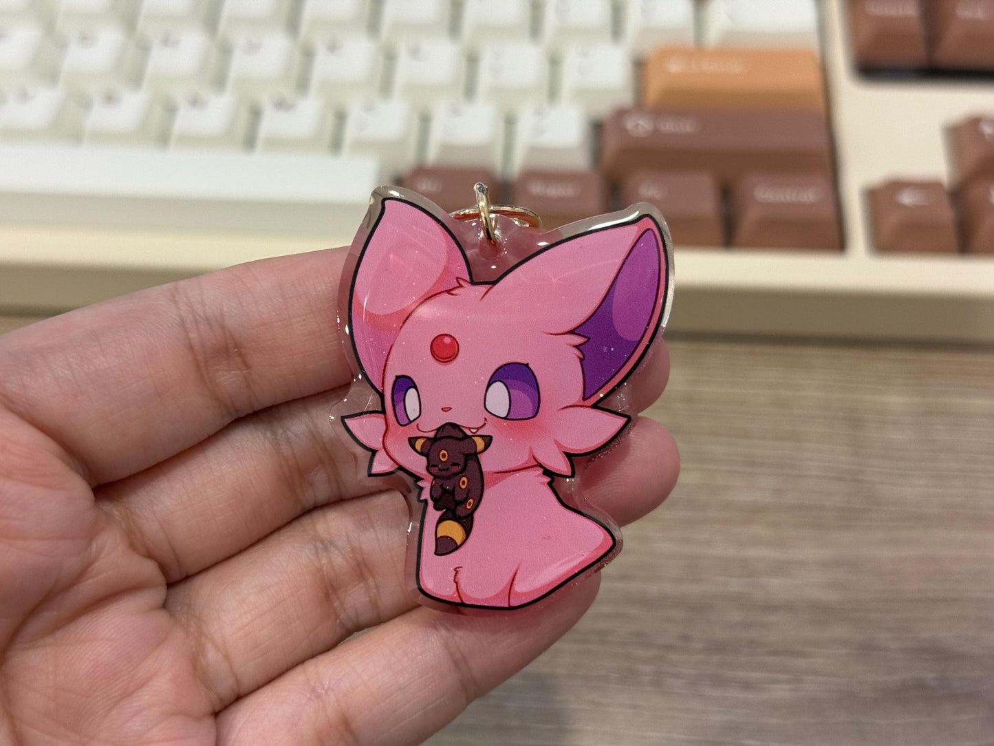 Umbreon Espeon 2" Acrylic Keychain | Double Sided Glitter Epoxy