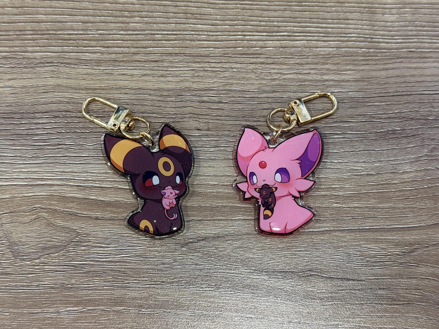 Umbreon Espeon 2" Acrylic Keychain | Double Sided Glitter Epoxy
