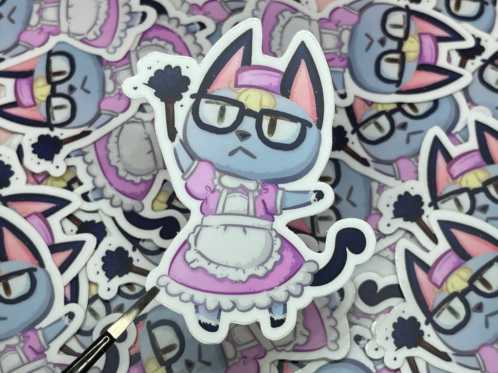 Maid Raymond Animal Crossing ACNH Vinyl Sticker Weatherproof Waterproof Perfect for Water Bottles, Laptops, Journaling