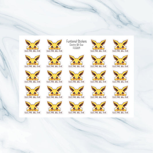 24 Electric Bill Due Reminder Sticker Sheet | Journal, Scrapbook, Planner Stickers