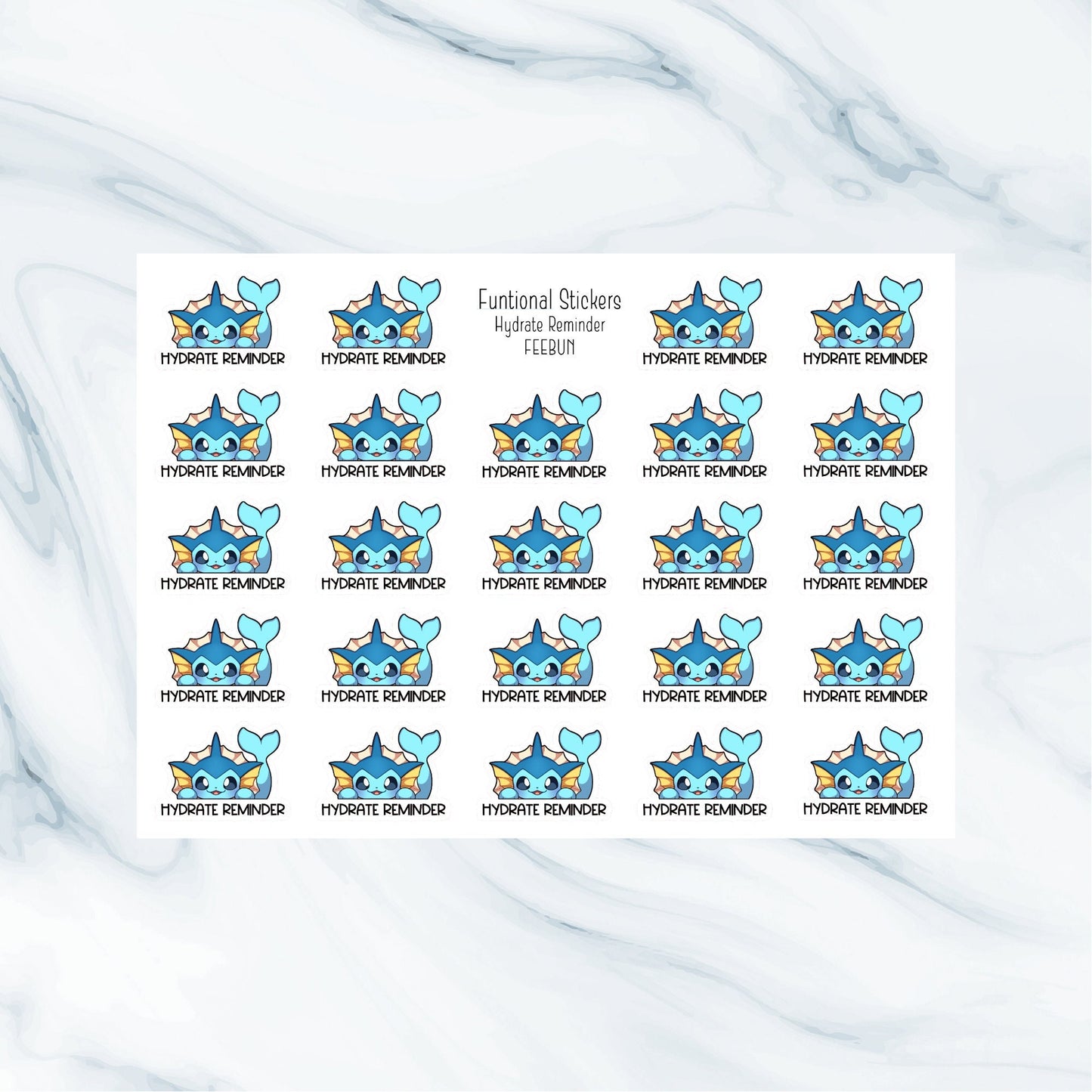24 Hydrate Reminder Sticker Sheet | Journal, Scrapbook, Planner Stickers