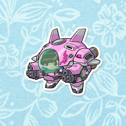 Chibi D.Va Mecha Sticker | Weatherproof | Video Game Overwatch Stickers