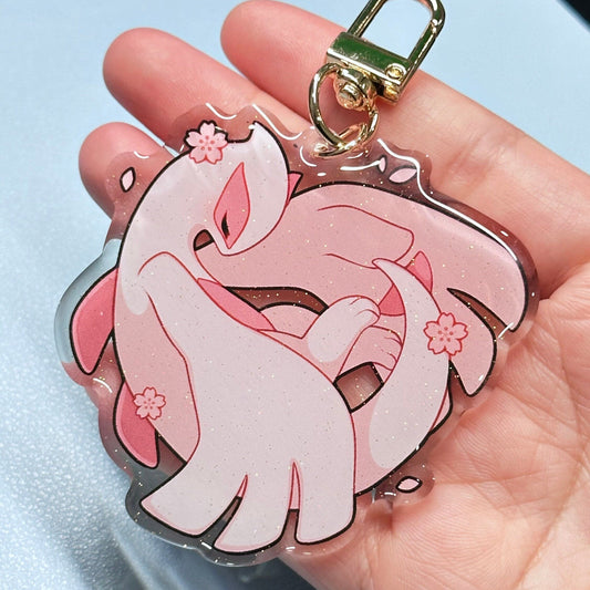 Shiny Sakura Lugia 2” Acrylic Keychains | Double Sided Glitter Epoxy