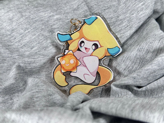 Jirachi 2.5” Acrylic Keychains | Double Sided Glitter Epoxy