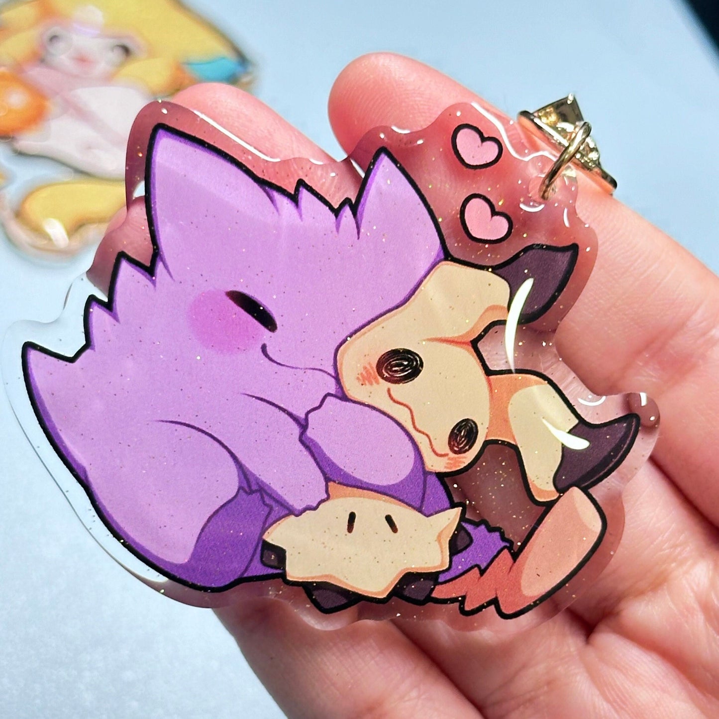Ghost Buddies Gengar Mimikyu 2” Acrylic Keychains | Double Sided Glitter Epoxy
