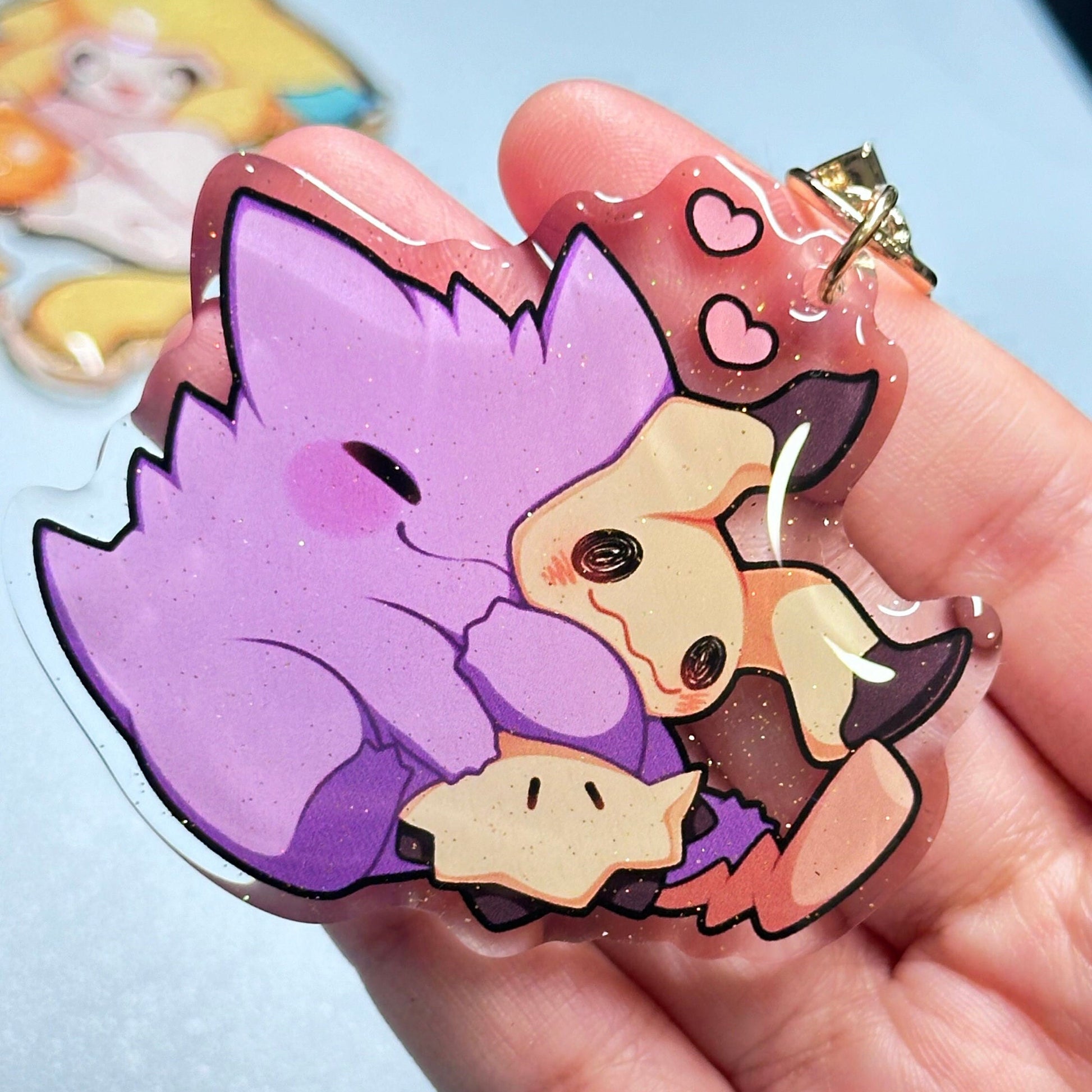 Ghost Buddies Gengar Mimikyu 2” Acrylic Keychains | Double Sided Glitter Epoxy
