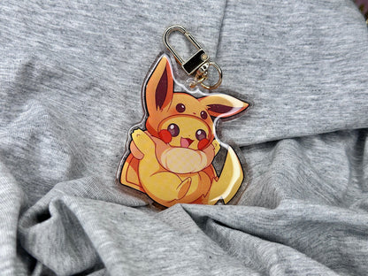 Hooded Pika Eevee 2.5” Acrylic Keychain | Double Sided Glitter Epoxy