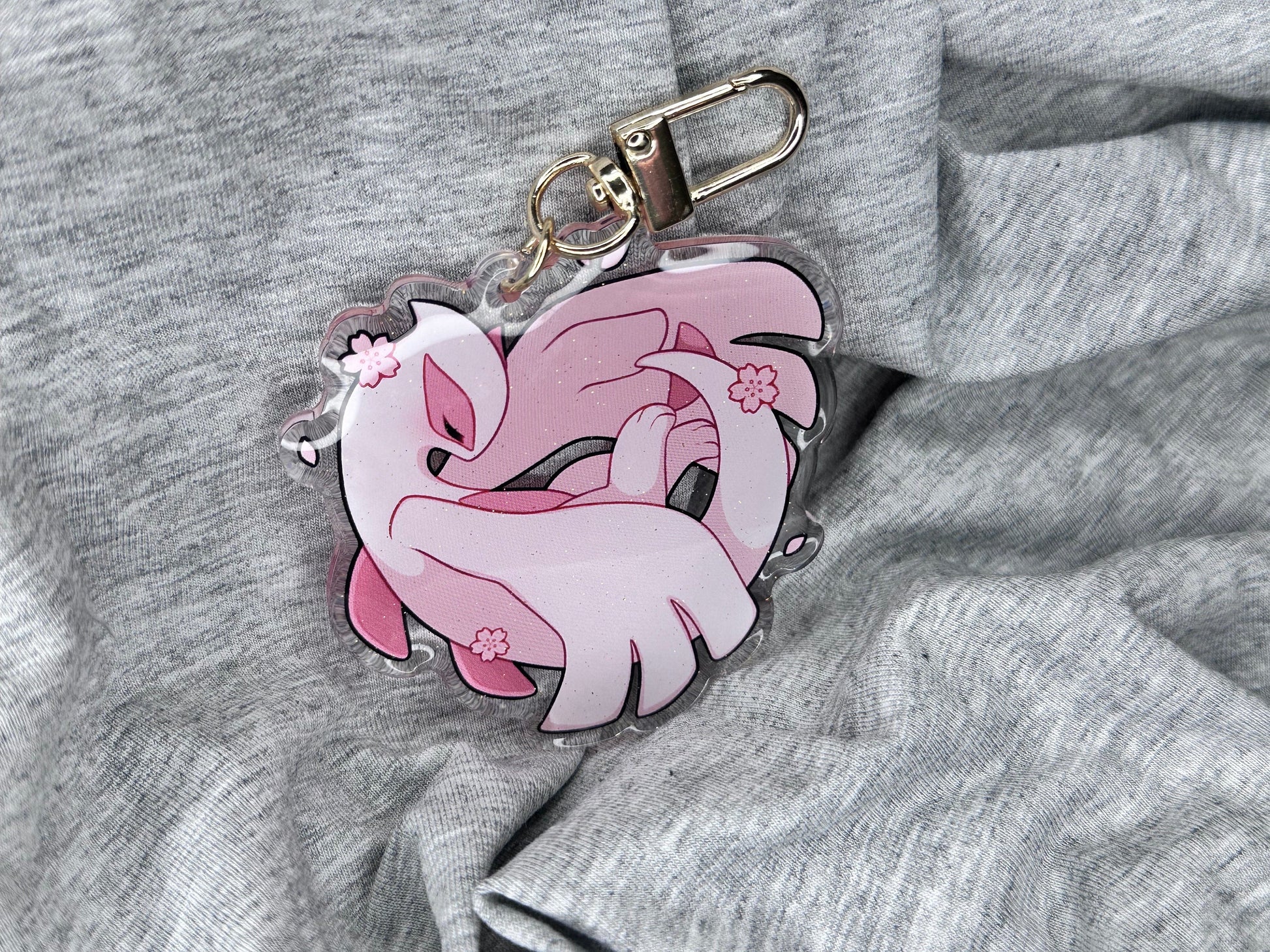 Shiny Sakura Lugia 2” Acrylic Keychains | Double Sided Glitter Epoxy