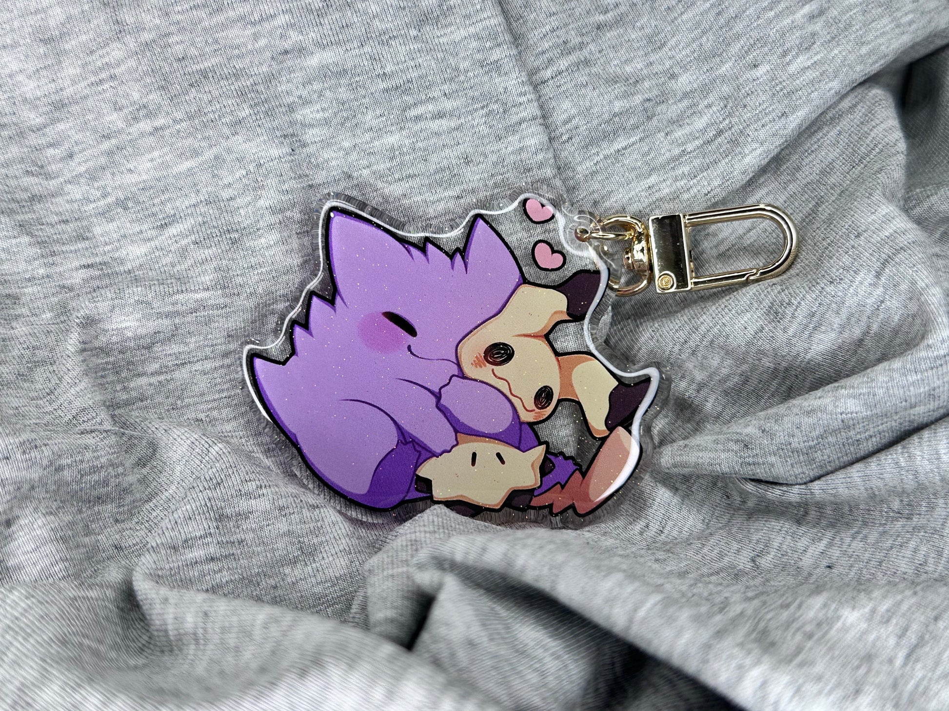 Ghost Buddies Gengar Mimikyu 2” Acrylic Keychains | Double Sided Glitter Epoxy