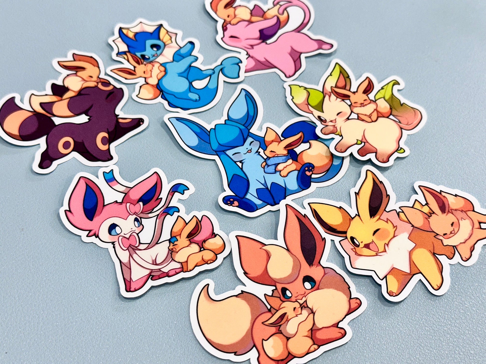 Cute Eeveelution with Baby Eevee Sticker