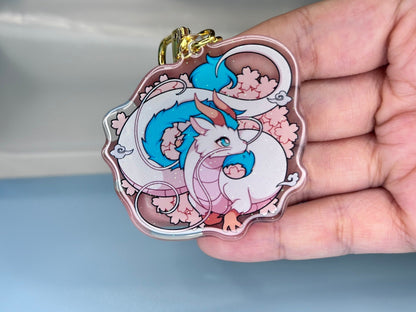 Water Dragon 2” Acrylic Keychains | Double Sided Glitter Epoxy | Cute Chibi Anime