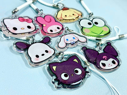 Chibi Animals 1.5” Acrylic Glitter Charms | Cute Kawaii Accessories