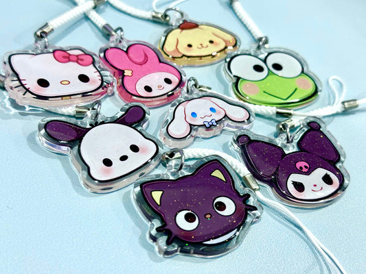 Chibi Animals 1.5” Acrylic Glitter Charms | Cute Kawaii Accessories