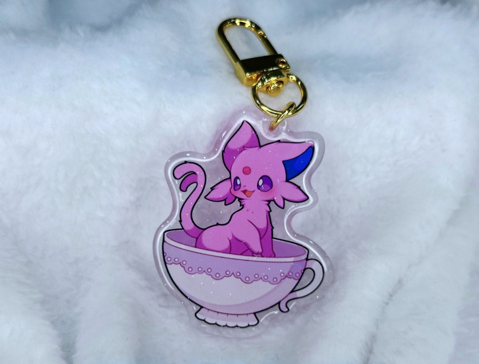 Teacup Eeveelutions 2” Acrylic Keychains | Double Sided Glitter Epoxy