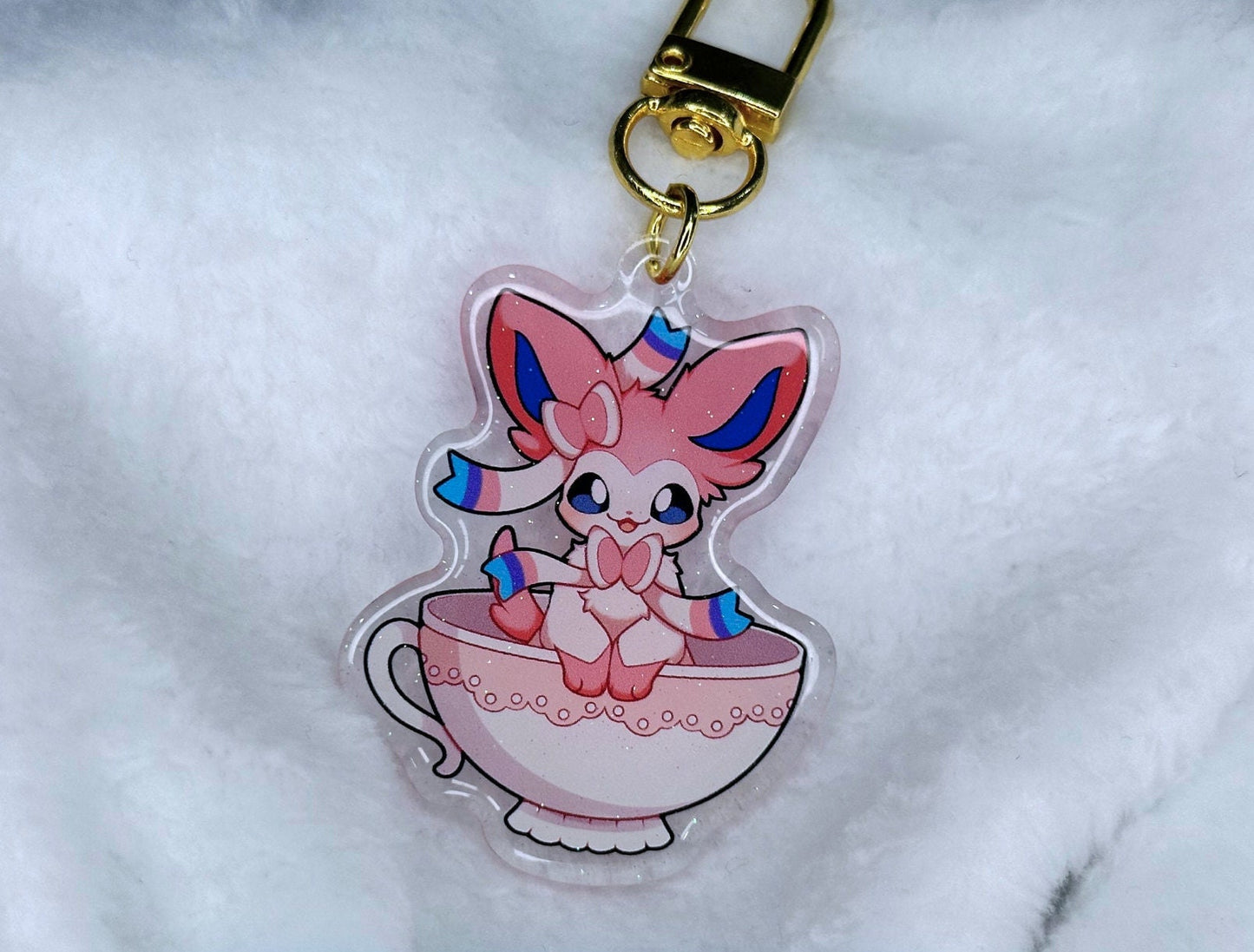 Teacup Eeveelutions 2” Acrylic Keychains | Double Sided Glitter Epoxy