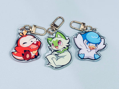 PKMN Gen 9 Starters 2” Acrylic Keychains | Double Sided Glitter Epoxy