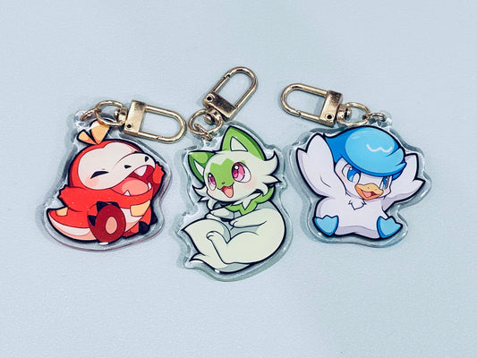 PKMN Gen 9 Starters 2” Acrylic Keychains | Double Sided Glitter Epoxy