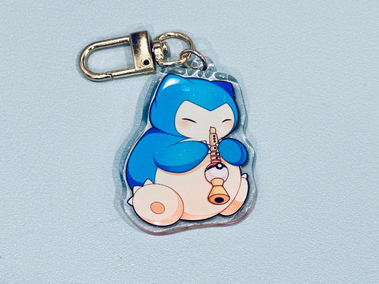 Snorlax 2” Acrylic Keychain | Double Sided Glitter Epoxy