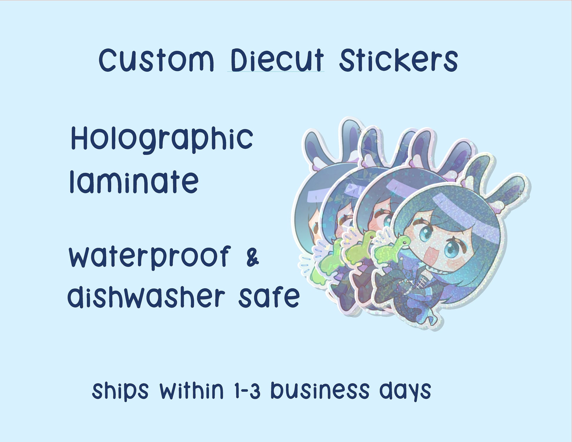 Custom Holographic Vinyl Stickers | Die Cut Stickers | Logo Stickers | 2" 3" 4" Any Shape
