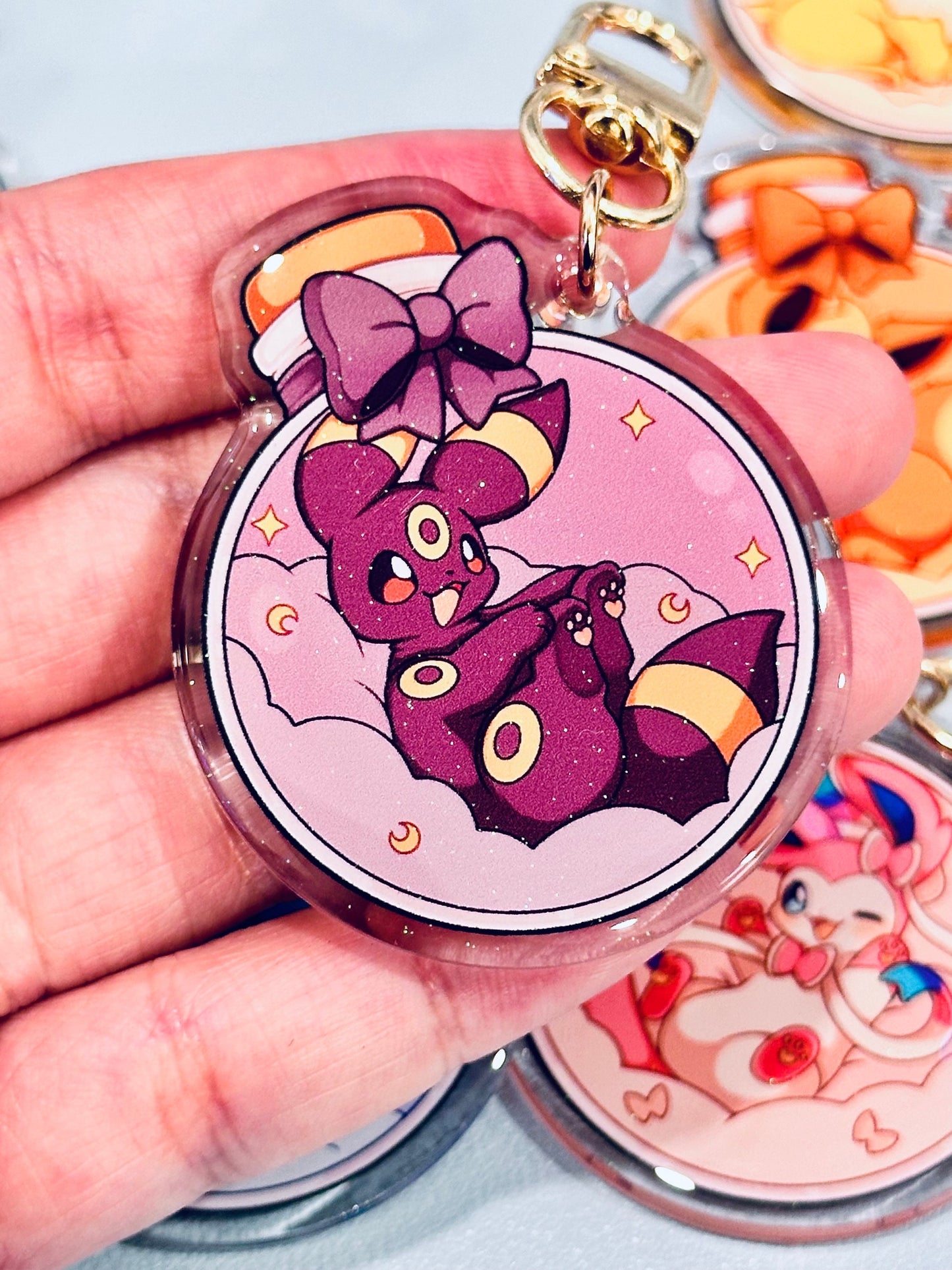 Cloudy Potion Eeveelution 2" Acrylic Keychains | Double Sided Glitter Epoxy