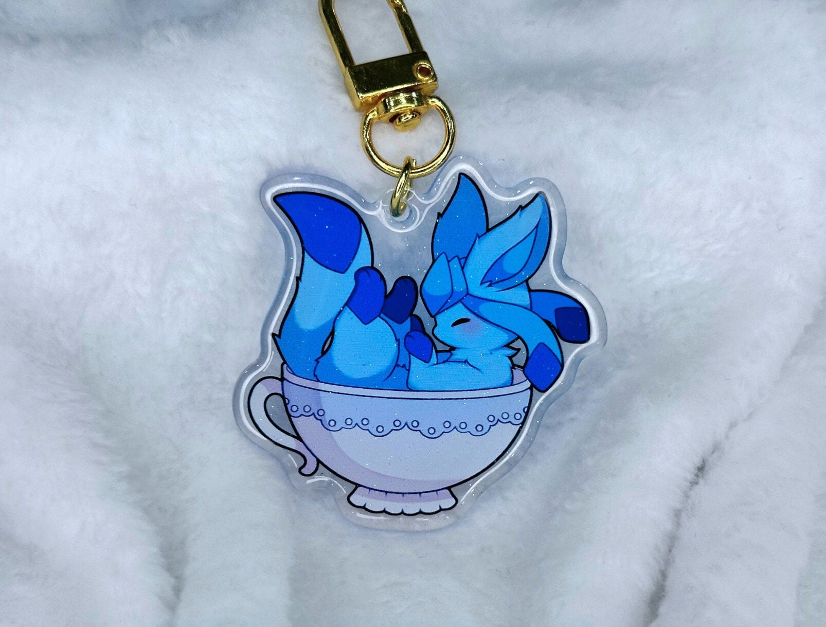 Teacup Eeveelutions 2” Acrylic Keychains | Double Sided Glitter Epoxy