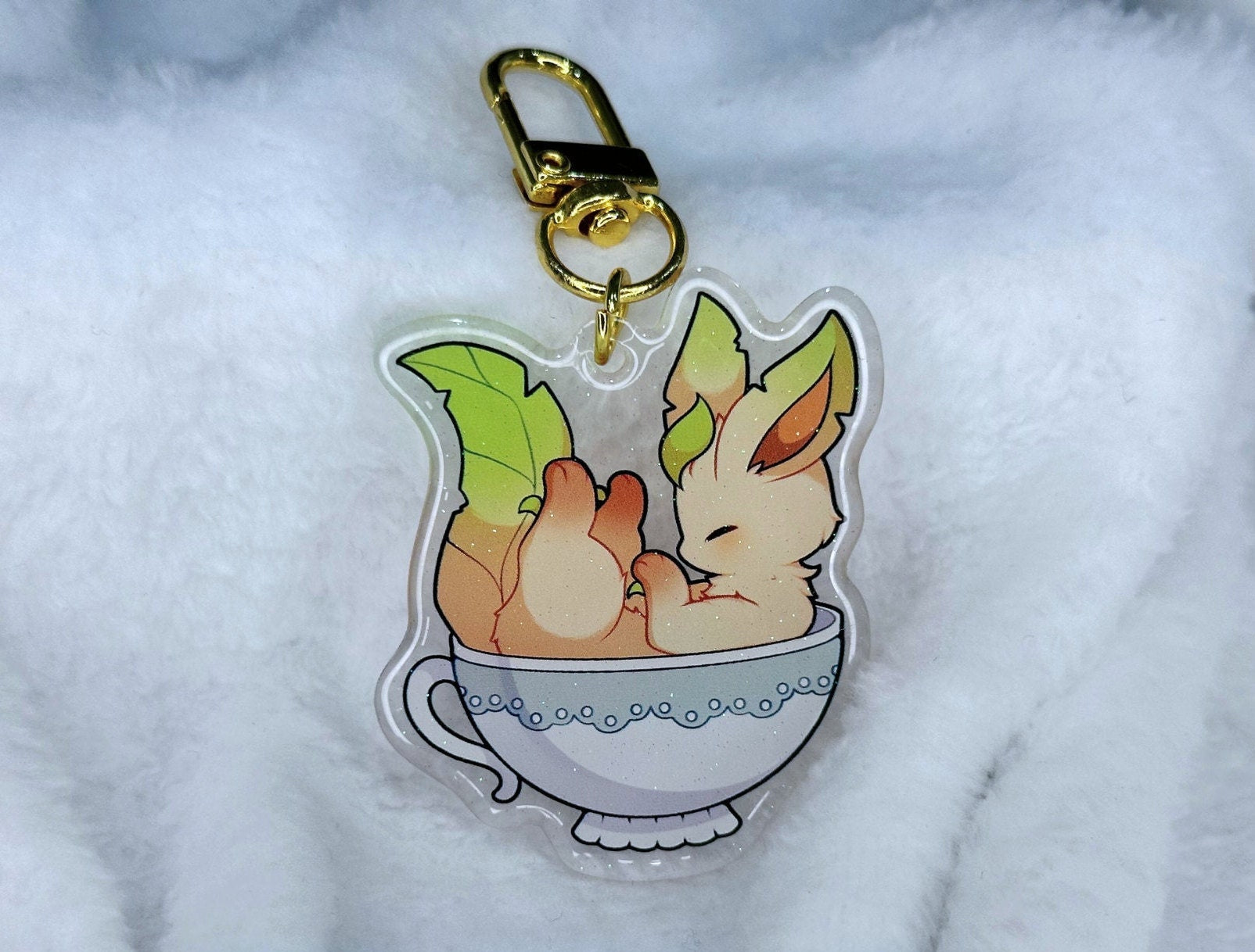 Teacup Eeveelutions 2” Acrylic Keychains | Double Sided Glitter Epoxy