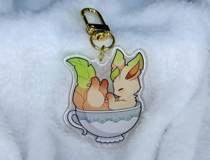 Teacup Eeveelutions 2” Acrylic Keychains | Double Sided Glitter Epoxy