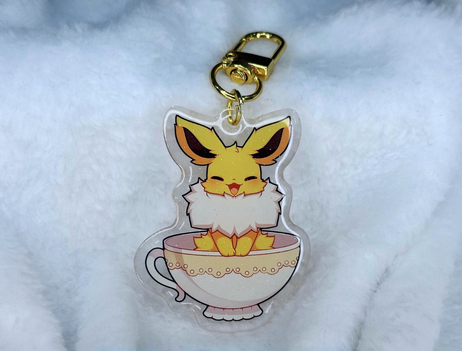 Teacup Eeveelutions 2” Acrylic Keychains | Double Sided Glitter Epoxy