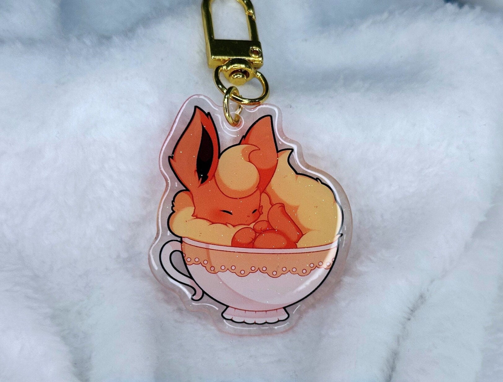Teacup Eeveelutions 2” Acrylic Keychains | Double Sided Glitter Epoxy