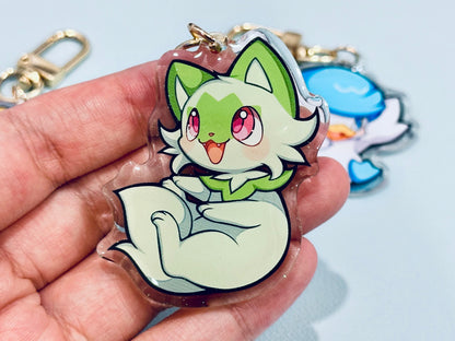 PKMN Gen 9 Starters 2” Acrylic Keychains | Double Sided Glitter Epoxy