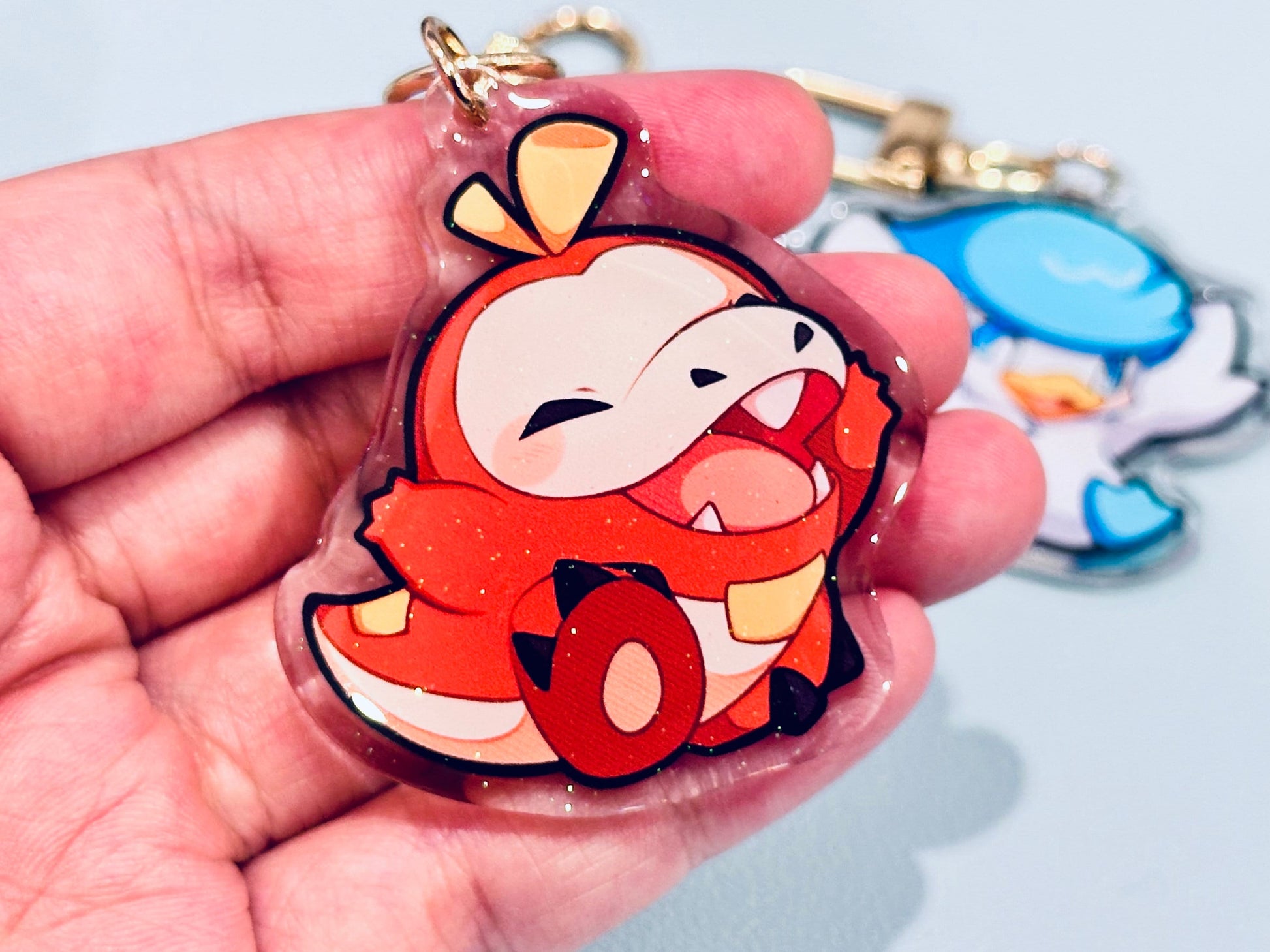 PKMN Gen 9 Starters 2” Acrylic Keychains | Double Sided Glitter Epoxy