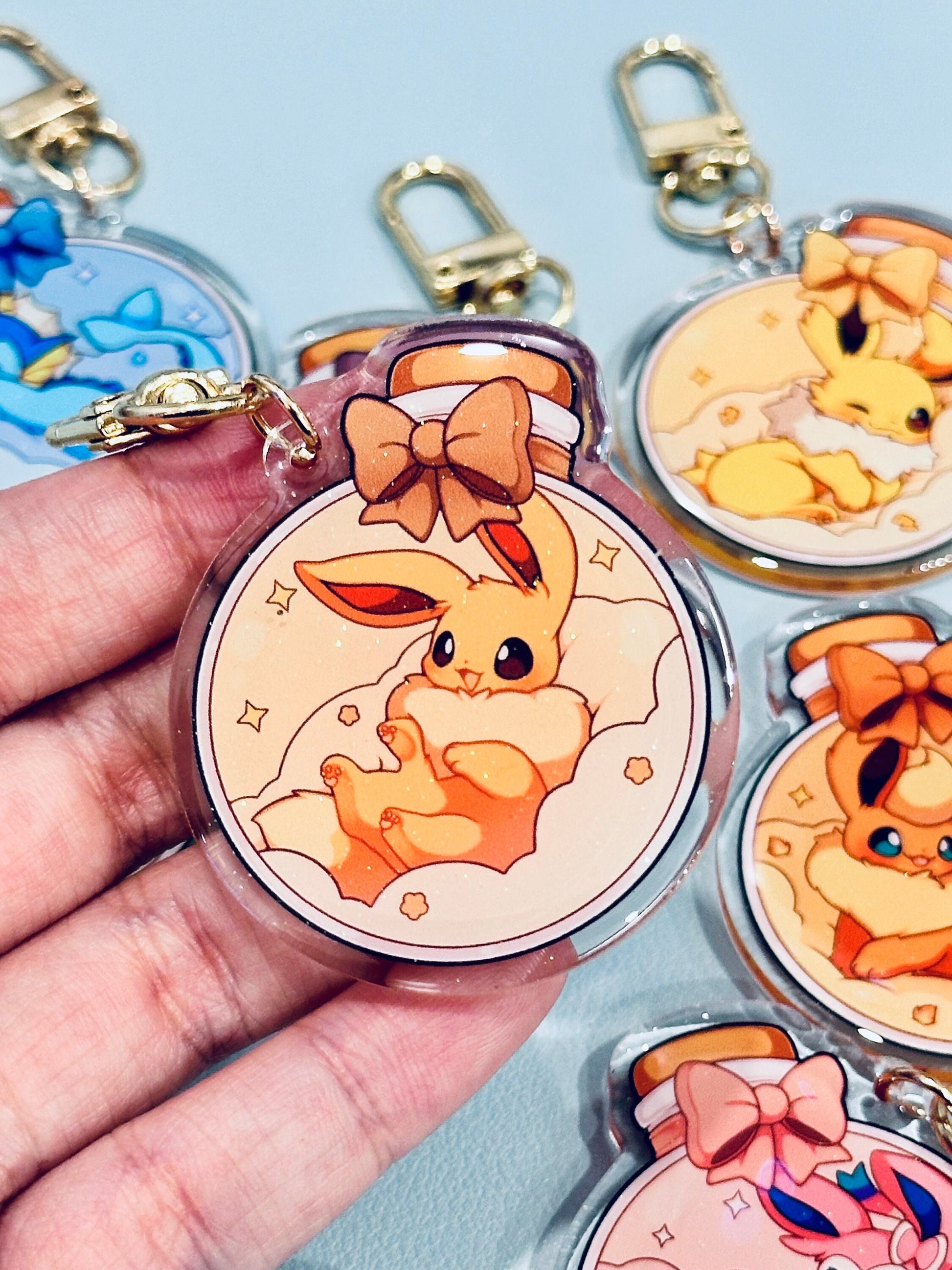 Cloudy Potion Eeveelution 2" Acrylic Keychains | Double Sided Glitter Epoxy