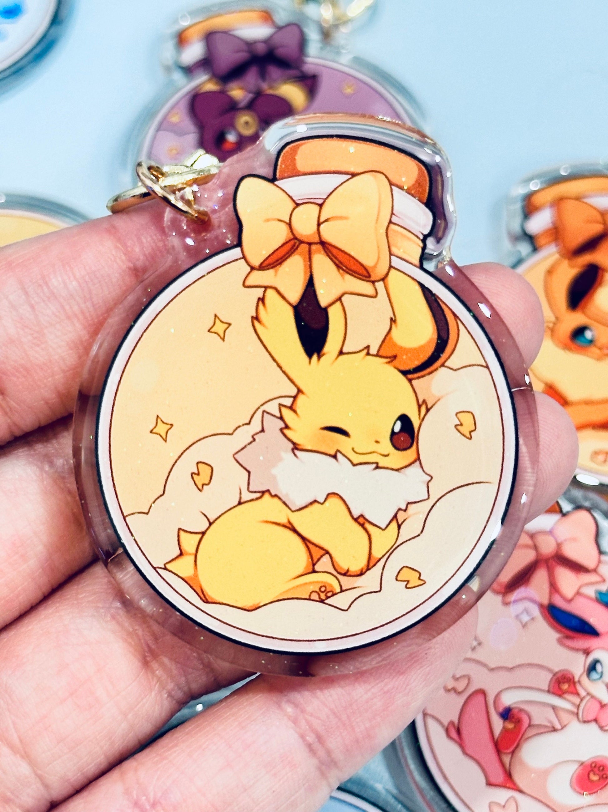 Cloudy Potion Eeveelution 2" Acrylic Keychains | Double Sided Glitter Epoxy