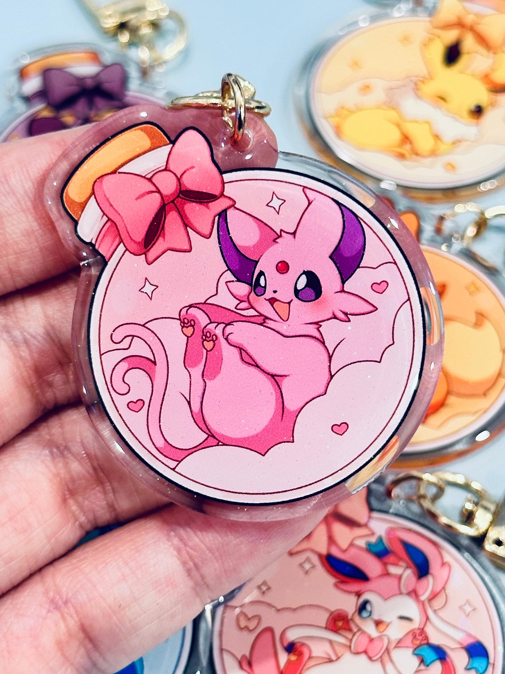 Cloudy Potion Eeveelution 2" Acrylic Keychains | Double Sided Glitter Epoxy