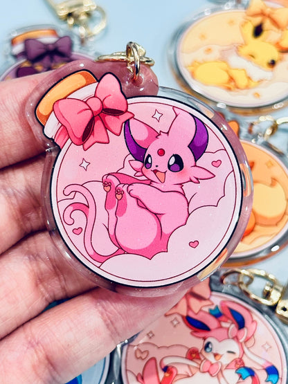 Cloudy Potion Eeveelution 2" Acrylic Keychains | Double Sided Glitter Epoxy