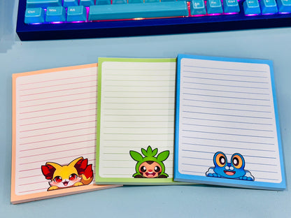 Memo NotePad Poke Starters Peekers Gen 6 Characters Note Pad | School Supplies, Scrapbooking