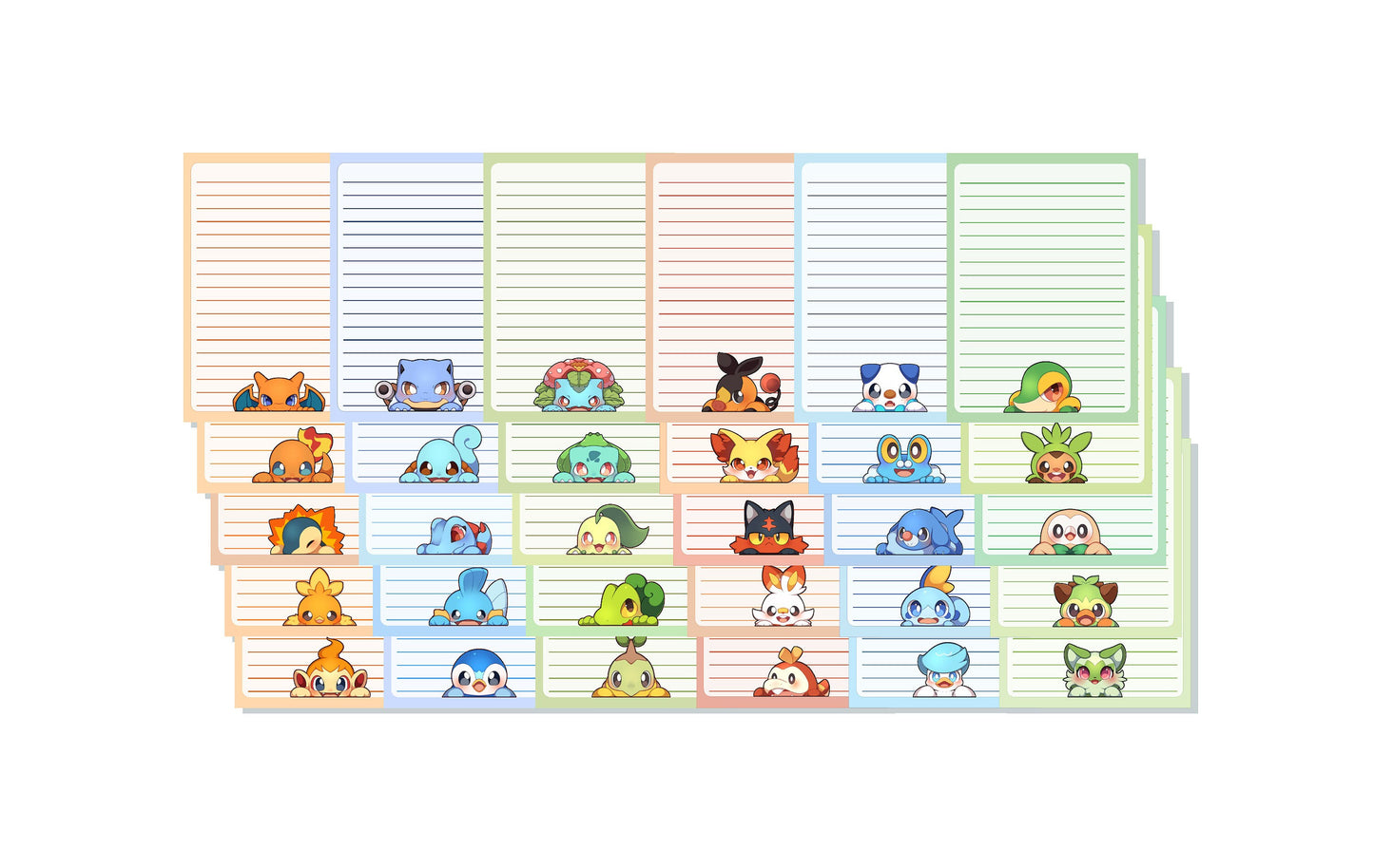 Memo NotePad Poke Starters Peekers Gen 7 Characters | School Supplies, Scrapbooking, Journaling, to do list