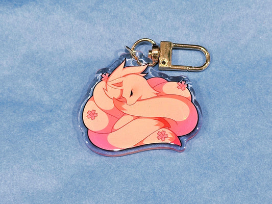 Ninetails 2” Acrylic Keychains | Double Sided Glitter Epoxy | Fire type Pokemon keychain